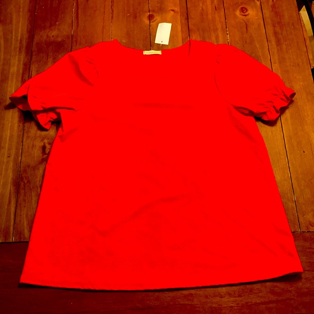 NWT Ladies’ L faux leather red top.